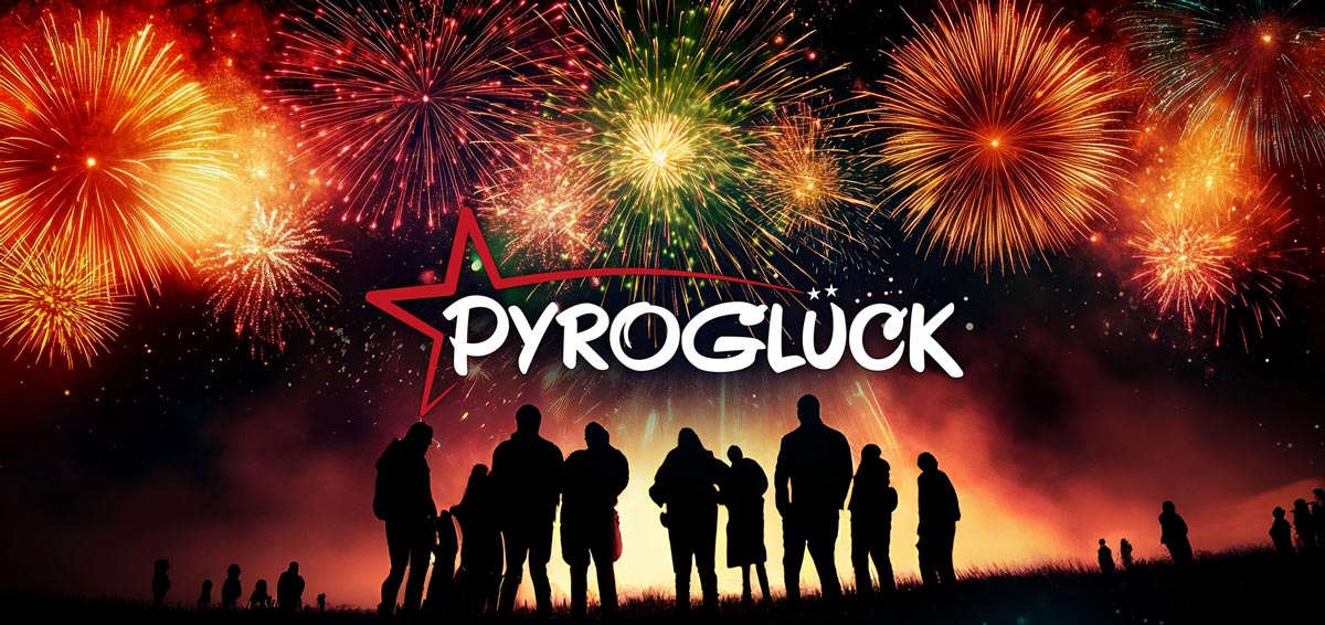Menschen sehen einem Feuerwerk zu